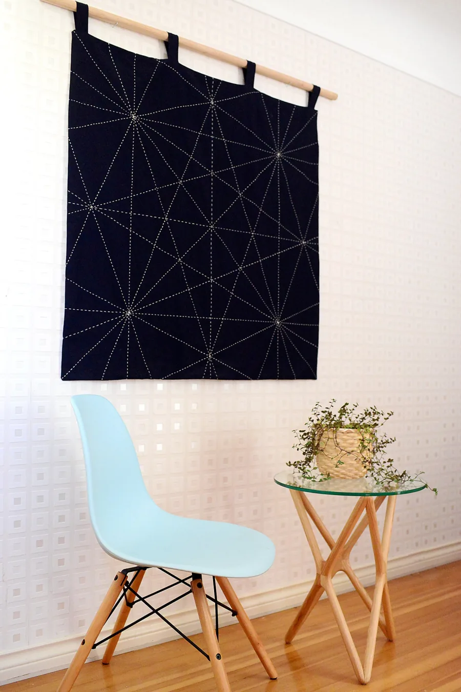 Sashiko Rhumb Lines Wall Hanging